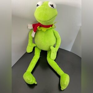 Vintage Kermit the frog Stuffed Animal with Red Scarf